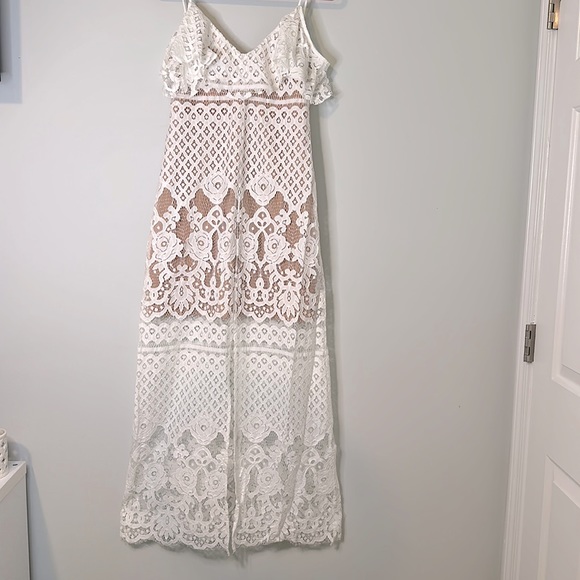 white lace sleeve mini dress Maïa White floral-embroidered lace mini dress, L / White